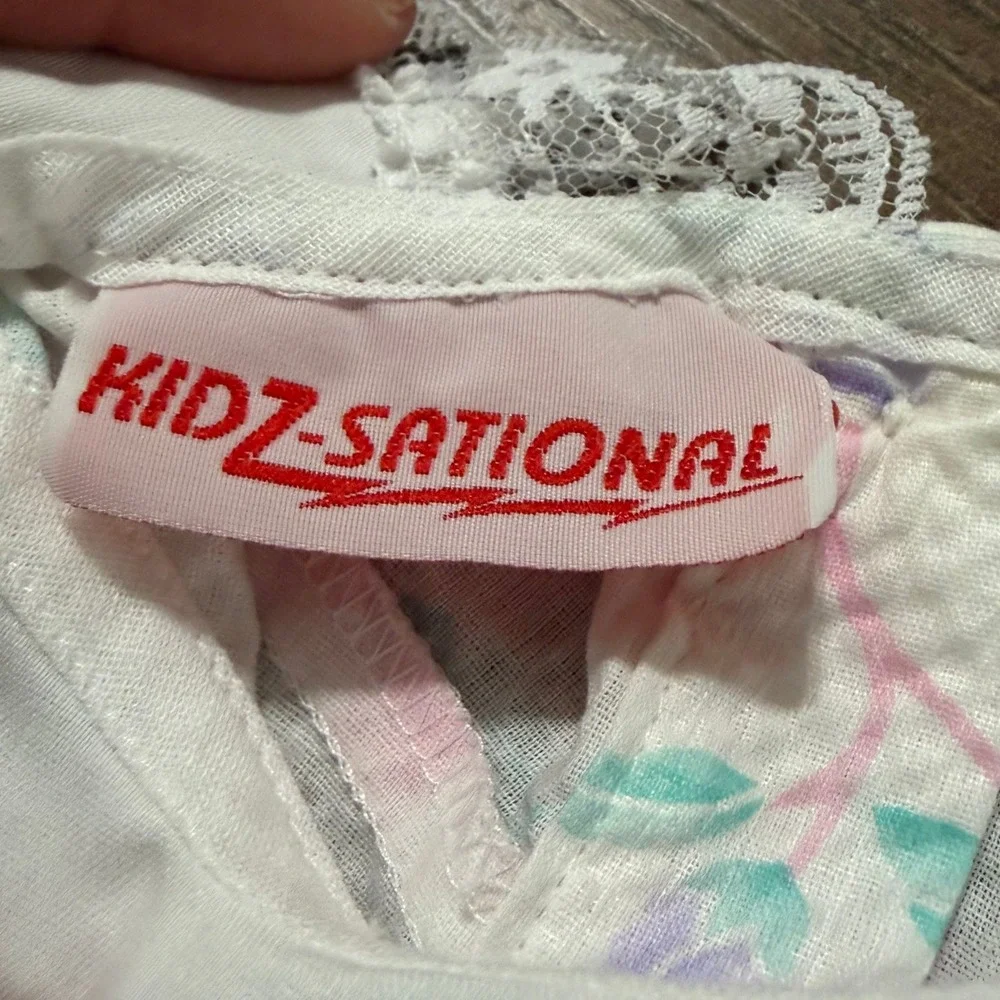 Kidz-Sational Vintage Floral Seersucker Baby Top Lace‎ Trim Pink Purple 1330